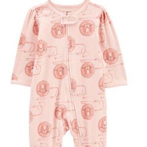 NWT Carter's Baby Girl Lion 2-Way Zip Cotton Blend Sleep & Play Pajamas